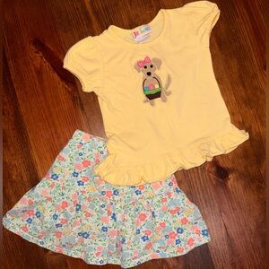 Jellybean 3T Easter Short Sleeve Cotton Shirt and Skort Set